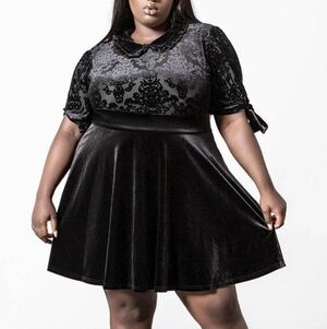 Killstar Elegant Black Velvet Dress